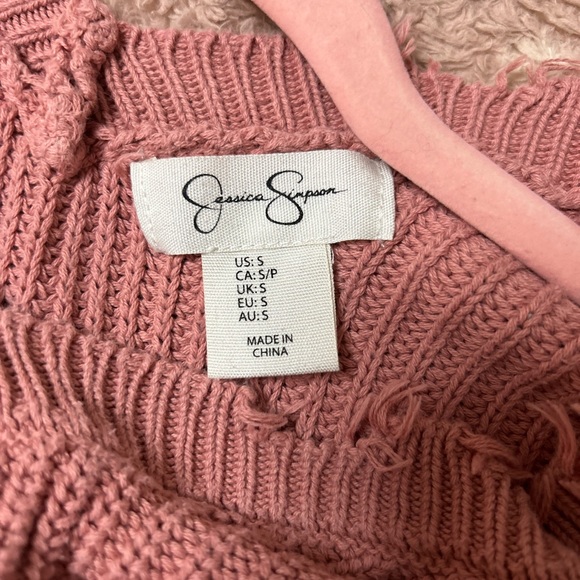 Jessica Simpson fringe pink sweater - Picture 2 of 3